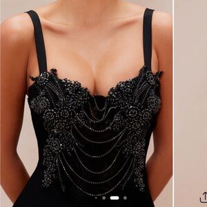 NWT Fashion Nova Jocie Black Embellished Bandage Mini Dress